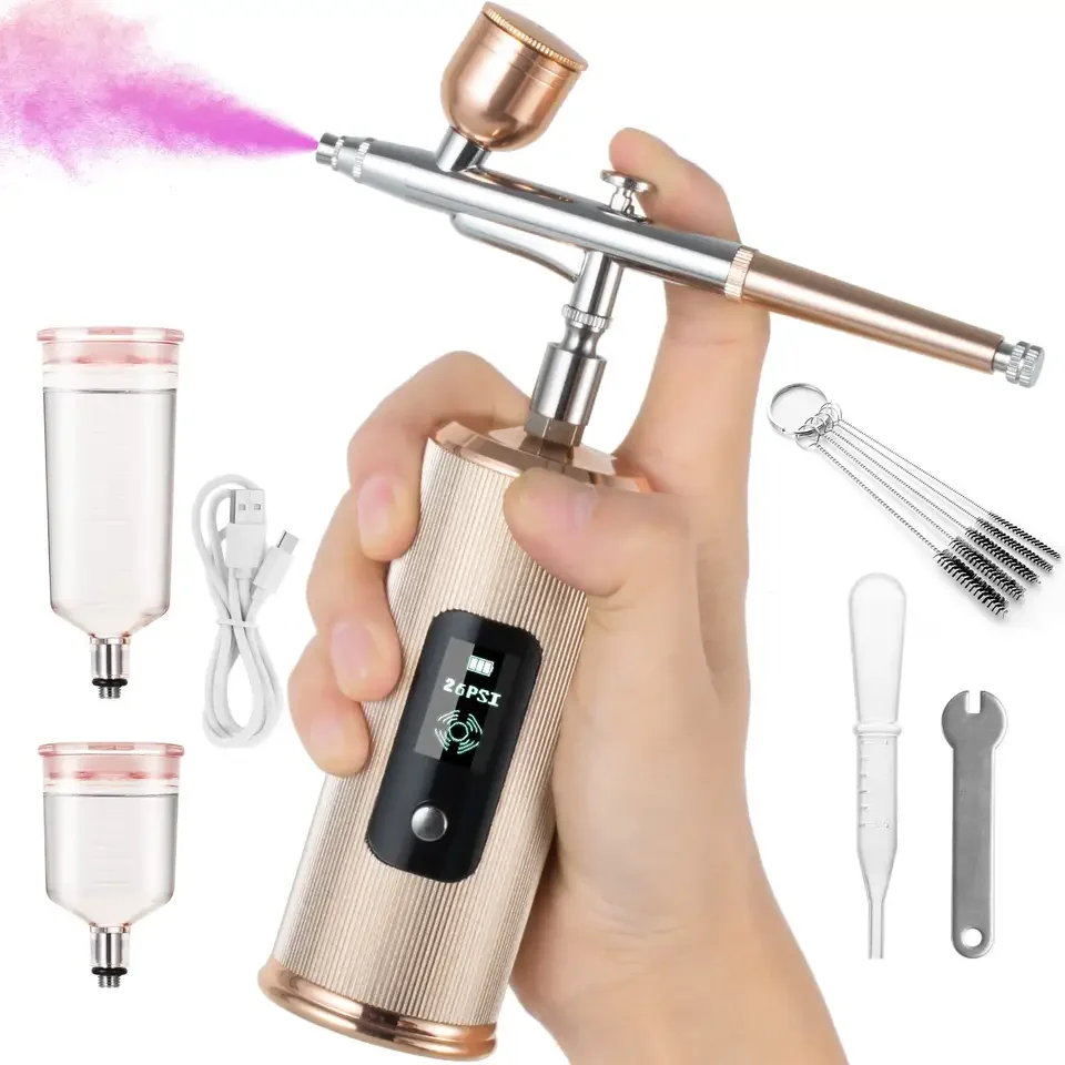 Mini Air Compressor Kit Air-Brush Paint Spray Gun Airbrush For Nail Art Tattoo Craft Cake Face  Nano Fog Mist Sprayer