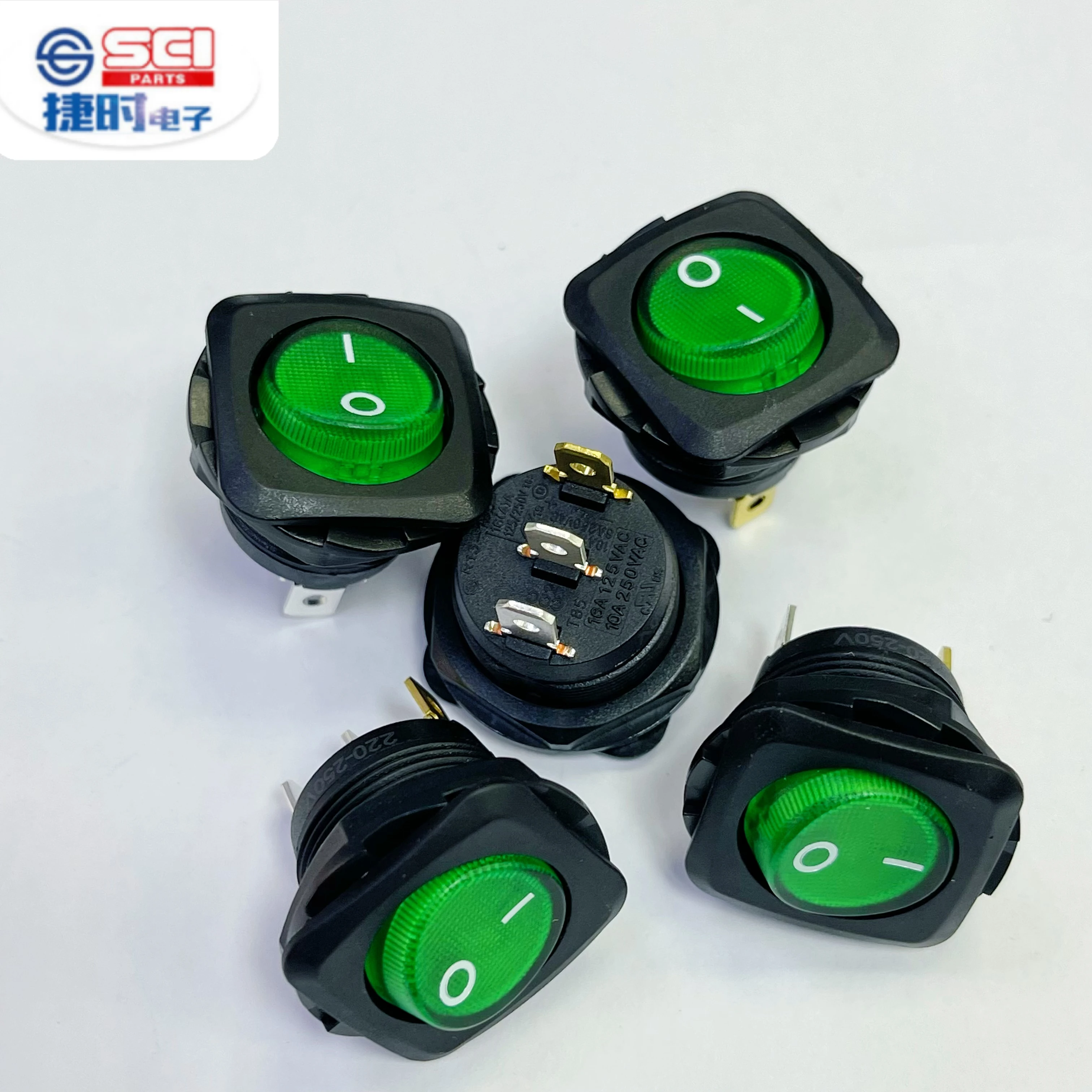 SCI ROCKER SWITCH Hot Sale  CQC R13-135B on-off green screw type 10a 16a T85 rocker switch