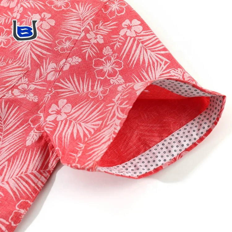 
Beautiful cotton casual pattern screen boy hawaiian floral custom print shirts for holiday 