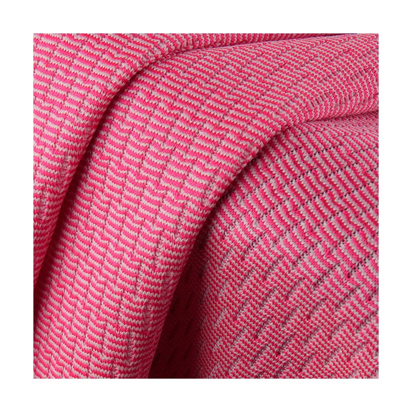 Polyester two-color rice strip 160g yarn knitted jacquard fabric spring summer football wear sportswear fabric