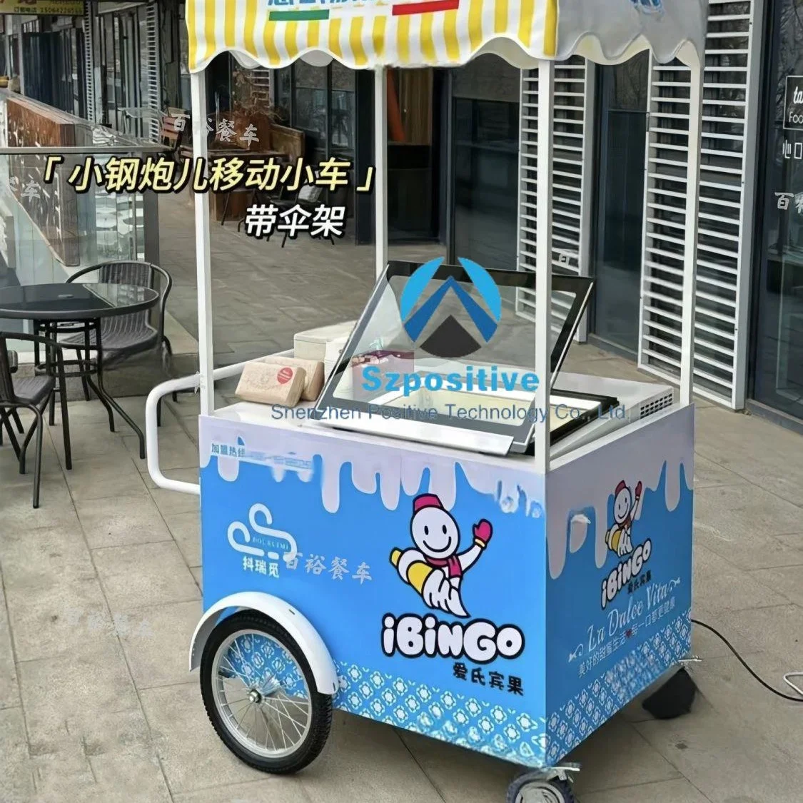 Small Street Snack Push Mobile Trolley Mini Shaved Rolled Ice Cream Freezer Food Cart Truck Trailer for Sale in Usa With Wheels