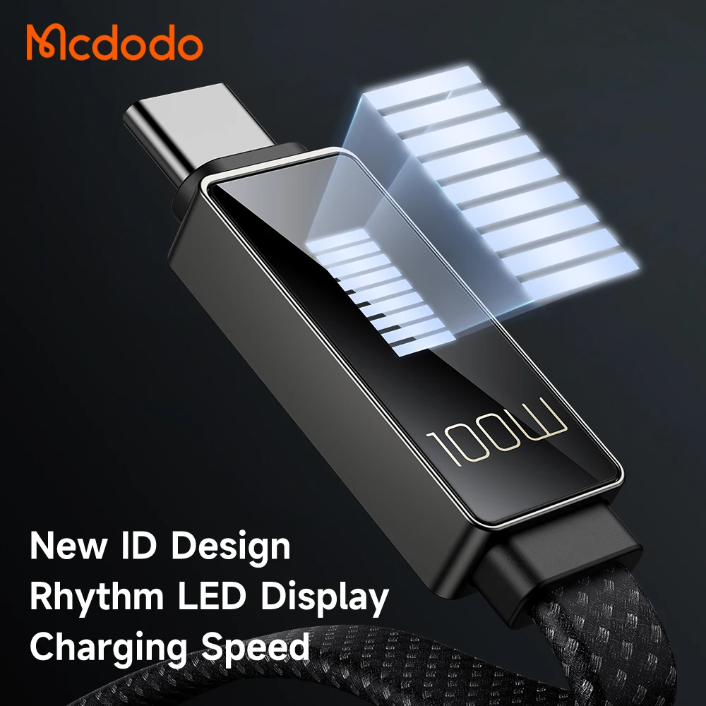 Mcdodo 447 Phone Cable USB C to Type C PD 100W 5A With E-mark LED Rhythm Charging Speed Zinc Alloy USB C Cable for Laptop Chargi
