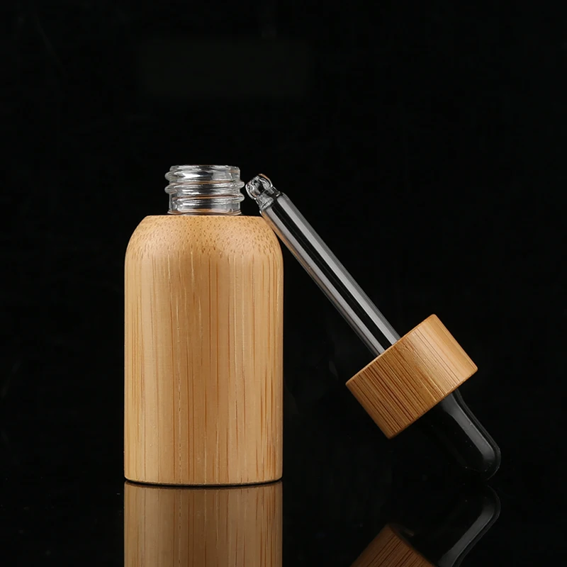 5ml 10ml 15ml 30ml 50ml 100ml Bamboo Cap Oil Dropped Glass Inner Bottle Bamboo Essential Oil Bottle with Dropper