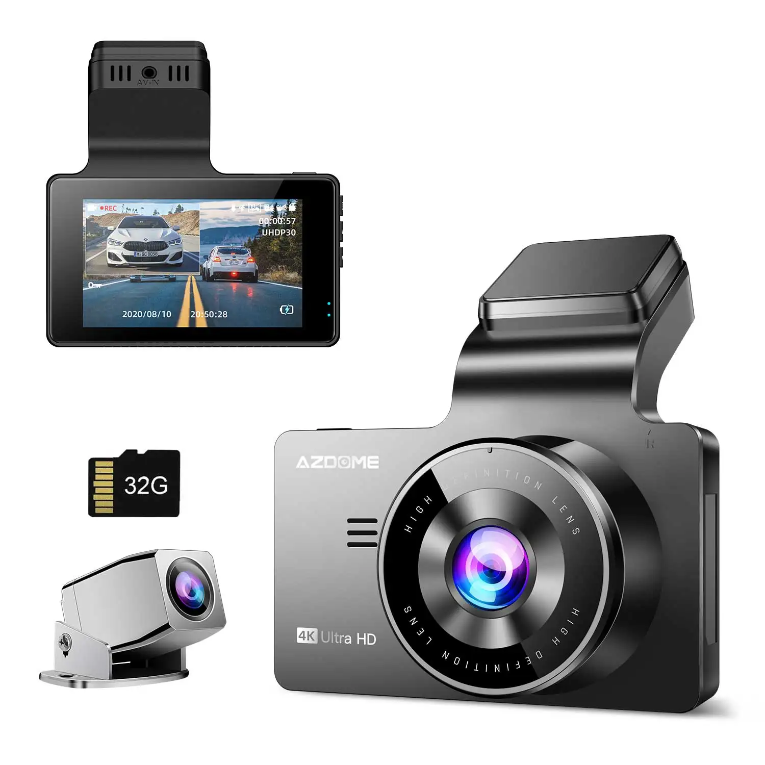 AZDOME Dash Cam фронтальная и задняя 4K 1080P с WiFi GPS широкоугольный объектив ночного видения WDR 3 дюймовый IPS экран IMX415 Автомобильный