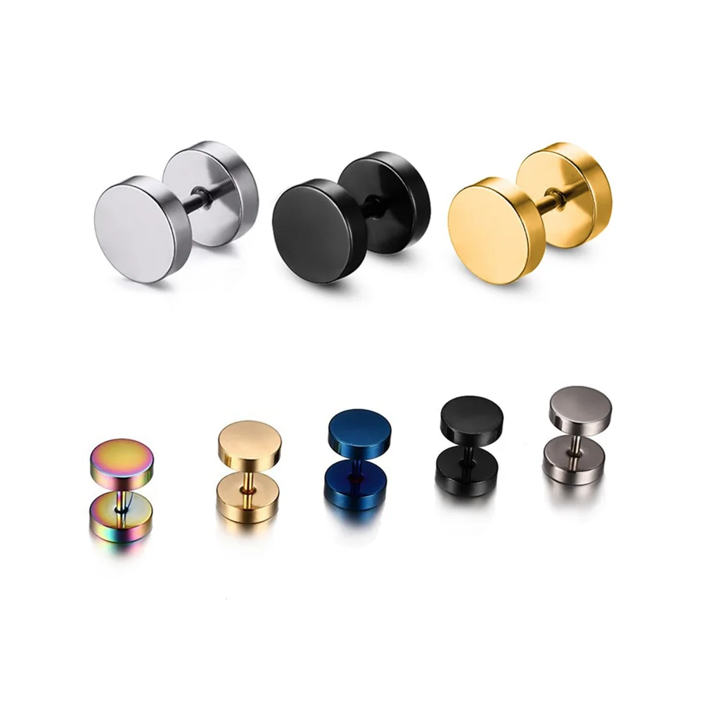 Dot Screw Dumbbell Gothic Stud bulk earrings Surgical Stainless Steel Barbell Dumbbell Punk for Women Men 3mm-10mm Trend