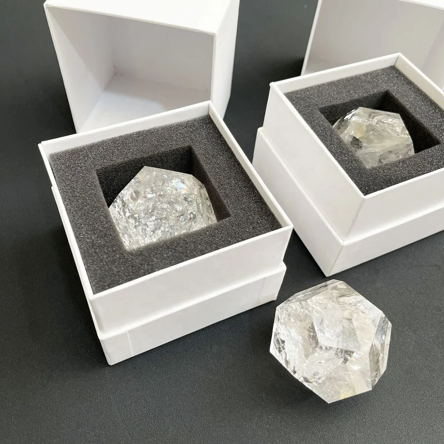 Semi-precious Stone Crafts 5cm Customized Natural Clear Crystal Quartz Dodecahedron for Gift