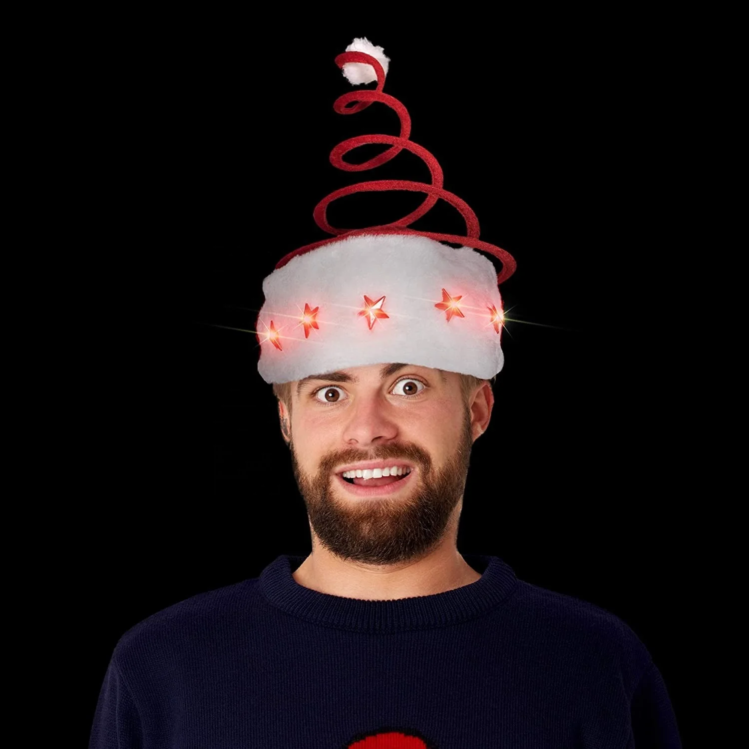 Hot Selling Light Up Red LED White Festive Christmas Spring Santa Hat Luminous Toys for Kids Adults Novel Festival Gift