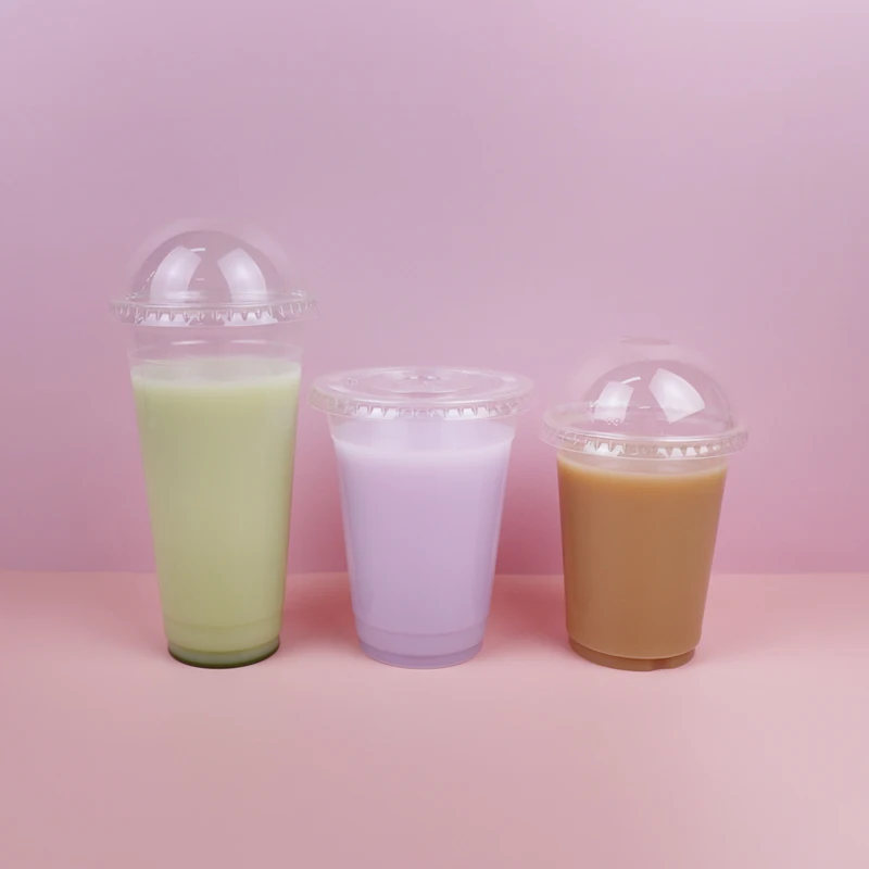 
Custom Printing Logo 90mm 95mm Cold Drink PET Plastic Cup with Lid 