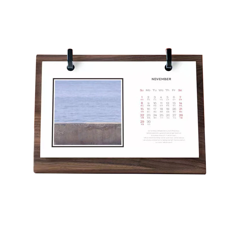 Custom Luxury Home Decor Creative Desk Decoration Crafts Table Ornaments Calendar Base Stand Solid Wooden Calendar
