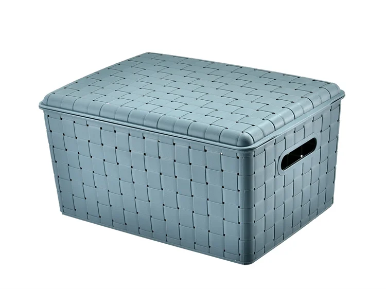 For Bathroom Living Room Kitchen Woven Basket Storage Basket With Lid  Laundry Rattan Storage Box