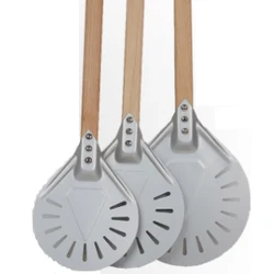 8 Inch Perforated Pizza Turning Peel Shovel Round Peel Paddle Short Pizza Tool Non Slip Handle