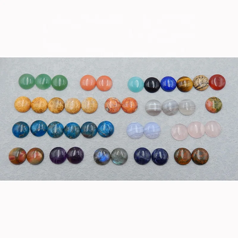19mm Natural Lapis Lazuli, Amazonite, Labradorite and Moss Agate Stone Cabochon Round Cabochons Flat Back Loose Gemstone