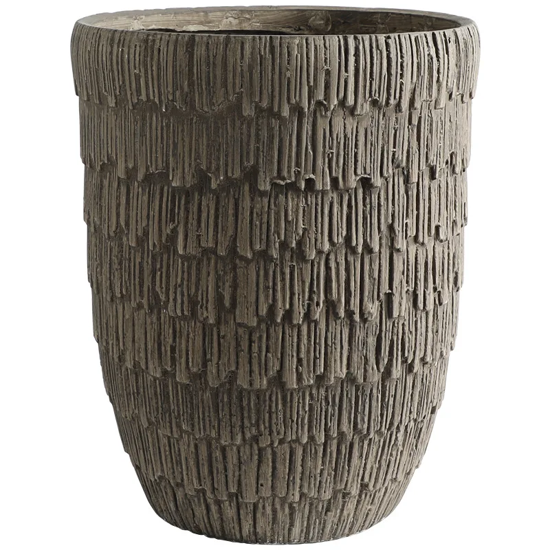 Home Hotel Decoration Garden Pots Leaf Wooden Flower Fibre Clay Pot Outdoor Floor Fibreglass Large Flower Plant Pots