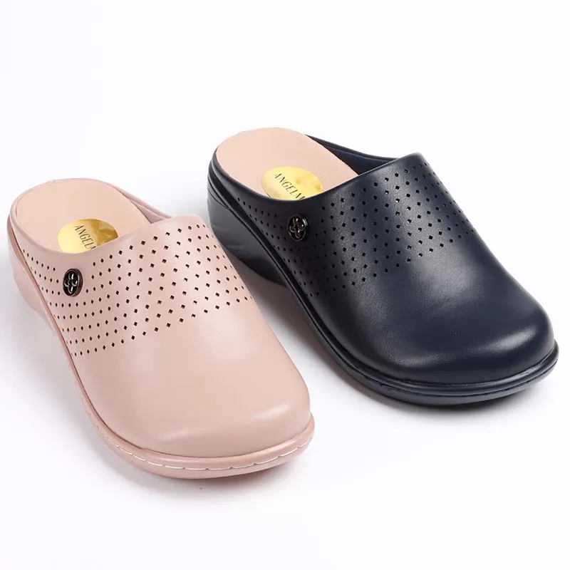 Breathable Hole Casual Women Wedge Slippers Comfortable Insole Round Toe Wedge Mules Shoes Daily Wear Dating Half Shoes