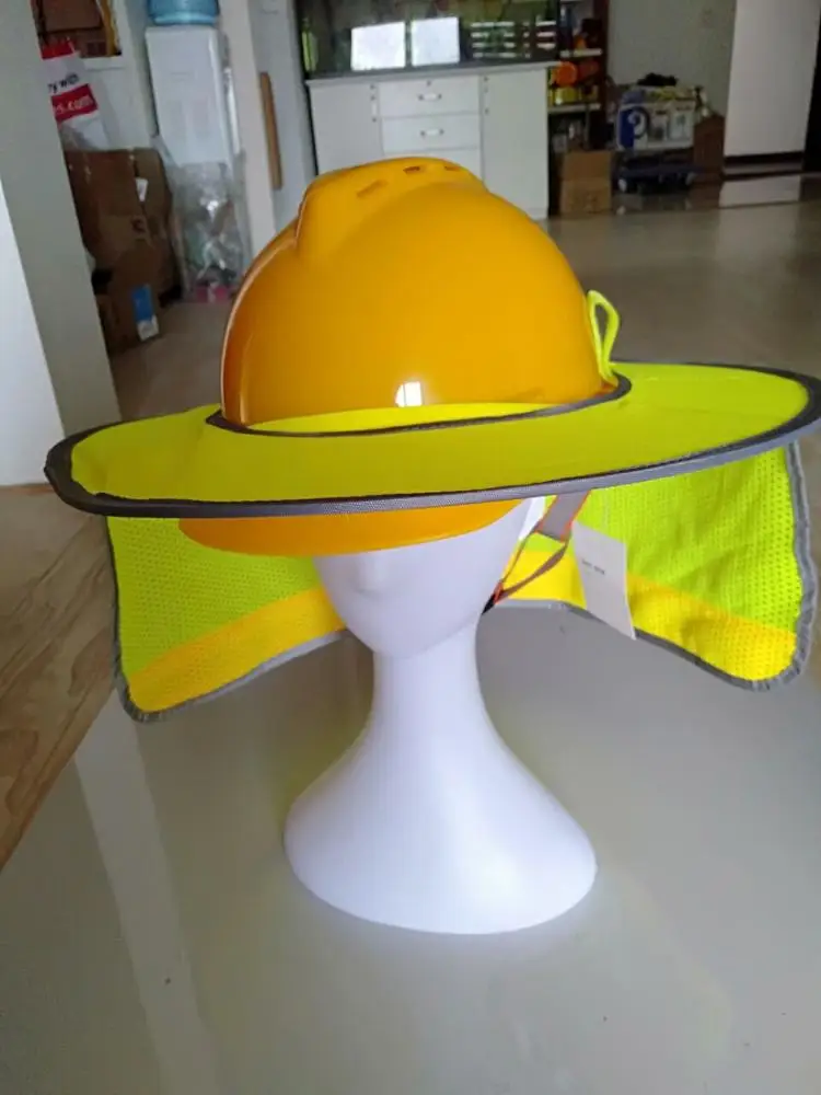 Yellow Color Hat Neck Shade Helmet Full Brim Hard Hat