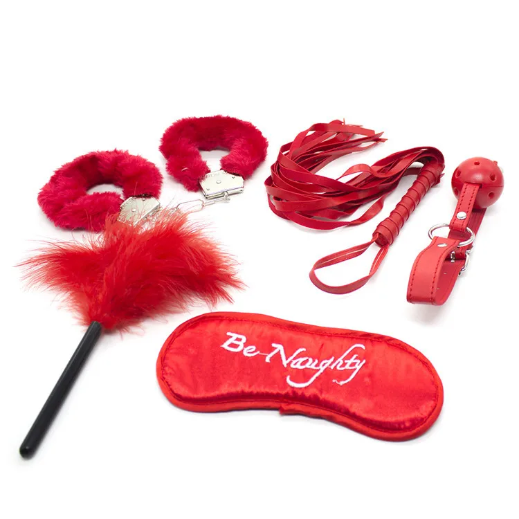 5pcs/set SM Products Bondage PU Leather Fetish Kit Restraints Slave Sex Toy Kits For