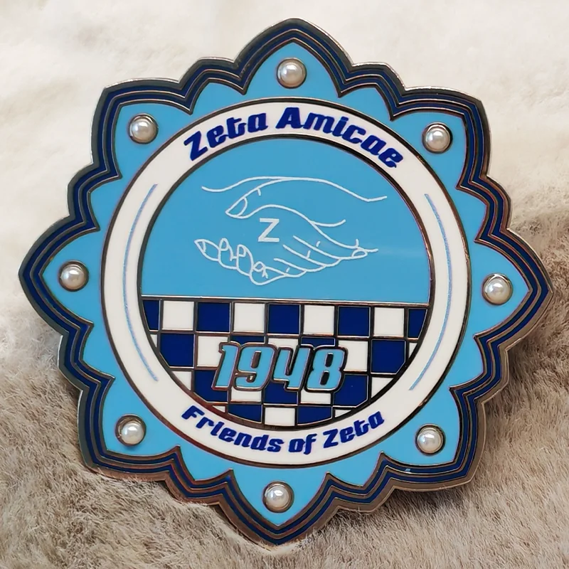 High Quality Custom  Metal Pin Custom Metal Badge  Hard Enamel Pin With Pearls