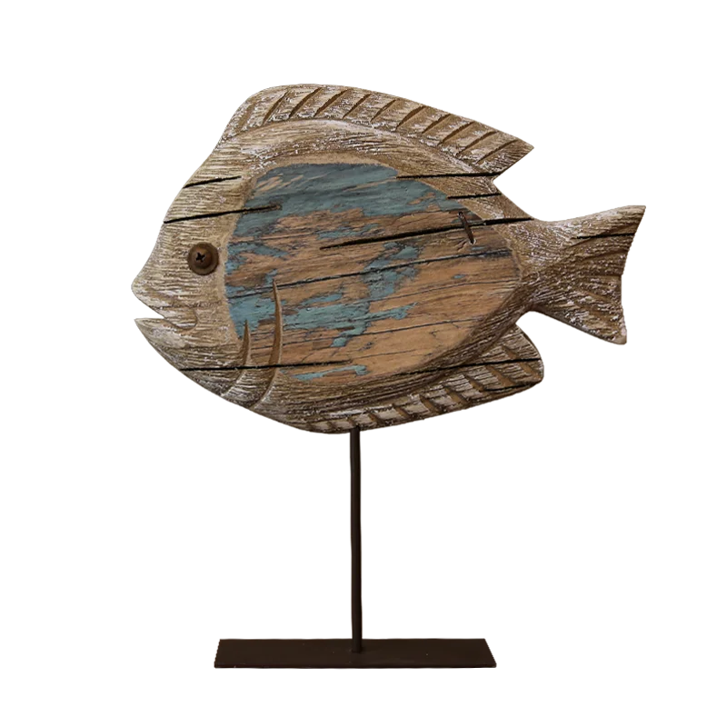 YBOX standing table fish handmade wood fish home decoration wooden arts and crafts
