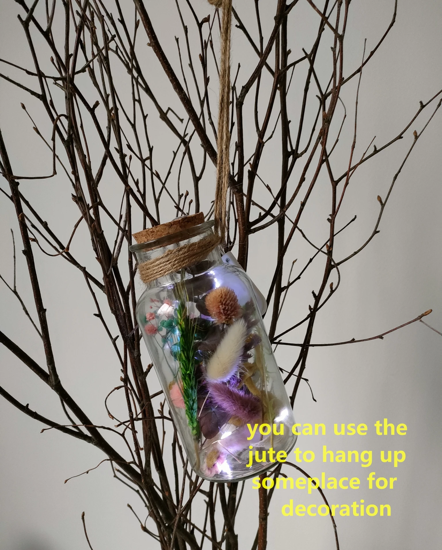 dried preserved flower, grass bottle, LED lighter, flower gift party home decoration