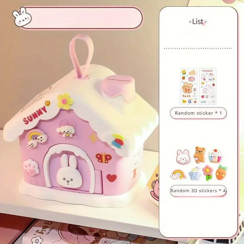 Diy Girls Money Box, Boys Cartoon Savings Box With Lock House Savings Coin Girls Can Save Desirable Children Money Bank Storage