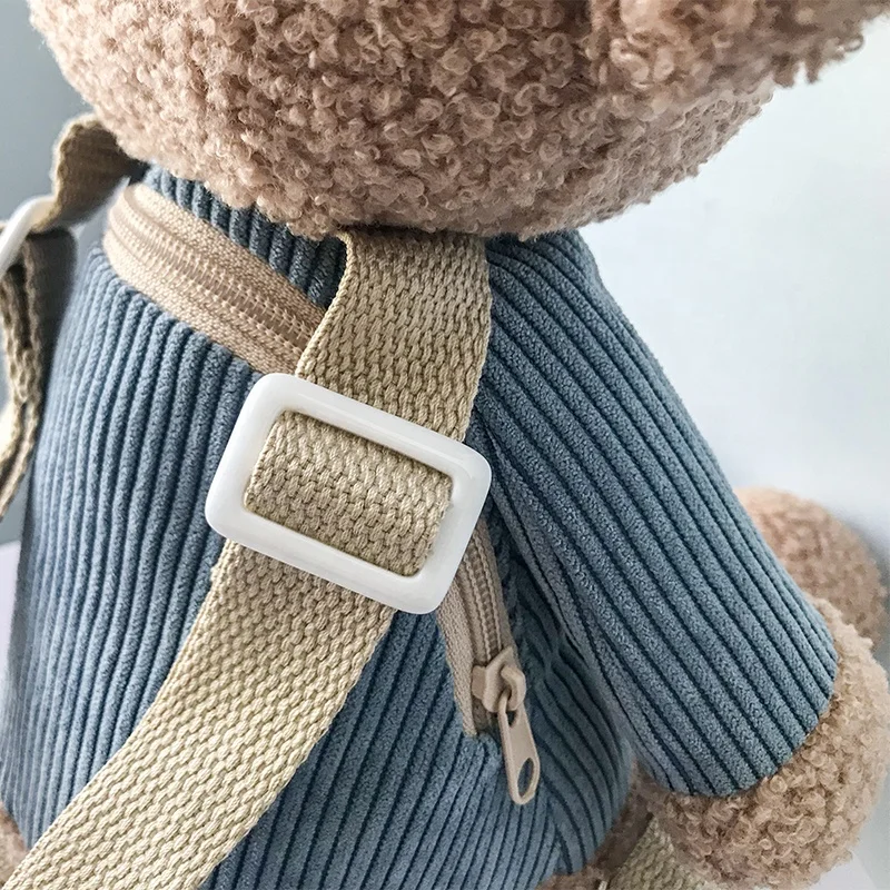 
Cute cartoon teddy bear stuffed plush toy animal carrying backpack bag 