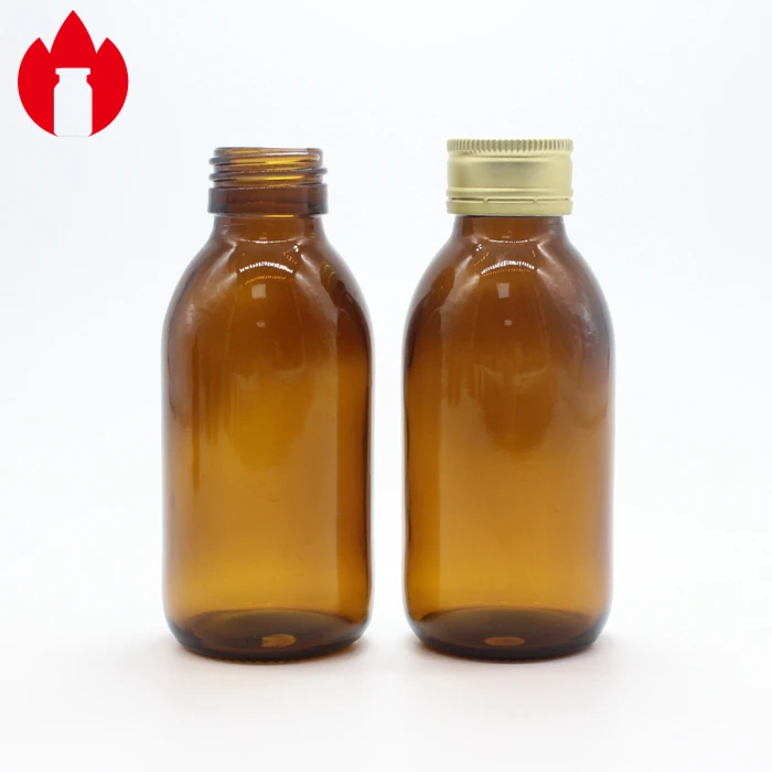Amber Color Oral Solution Glass Bottle with DIN 28mm Thread Mouth
