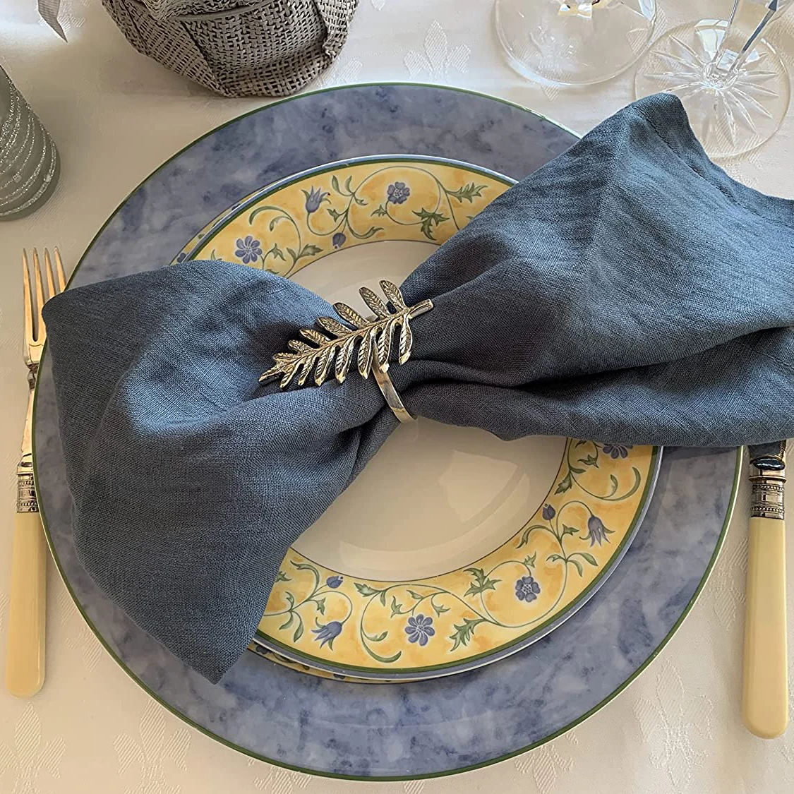 Custom embroidered kitchen dinner christmas table napkins cotton linen set for wedding party restaurant table napkin