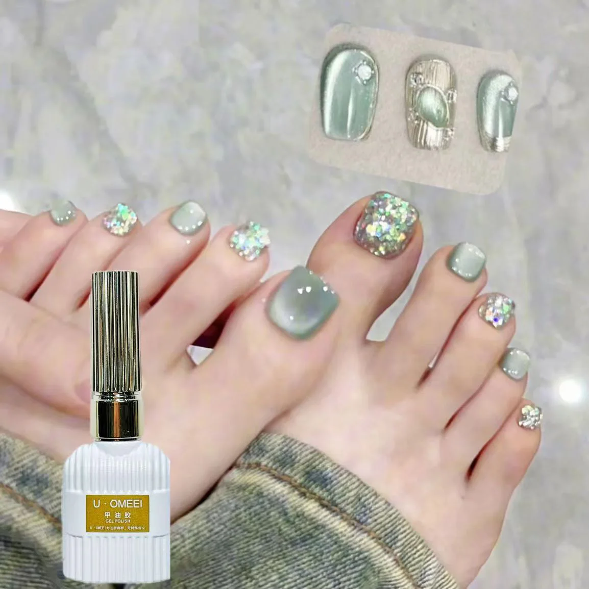 UOMEEI Cat Eye Gel Nail Polish Rainbow Eco-friendly UV Gel Universal Colorful Glue Super Shiny Laser Cat Eyes Magnetic