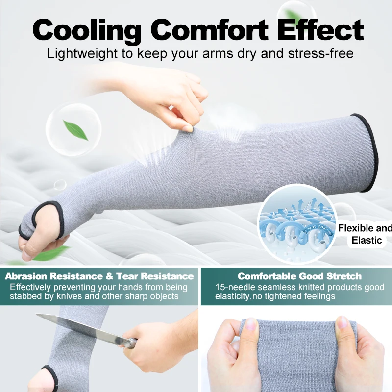 XINGYU Arm  Protection Circumference 9-14 inches 15G Anti Cut Sleeve HPPE knitted design Cut Resistant Knit Long Sleeve