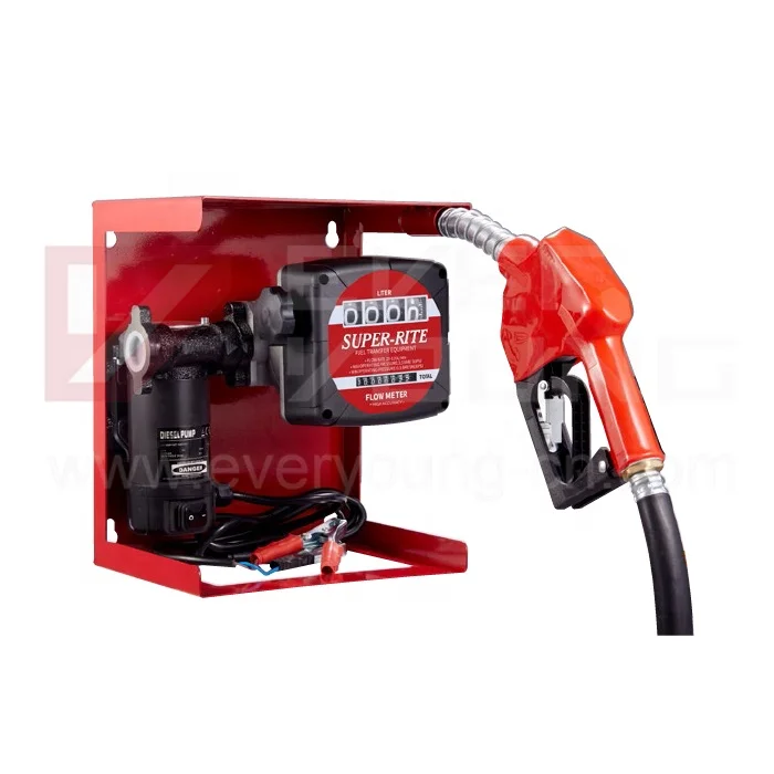 Diesel dispenser pump set with metal gun 12/24V wall fixed refueling fuel transfer pump kits
