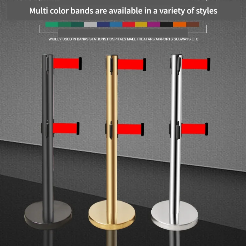 Double layer isolation belt telescopic belt queuing guardrail stainless steel one meter line barrier safety warning belt
