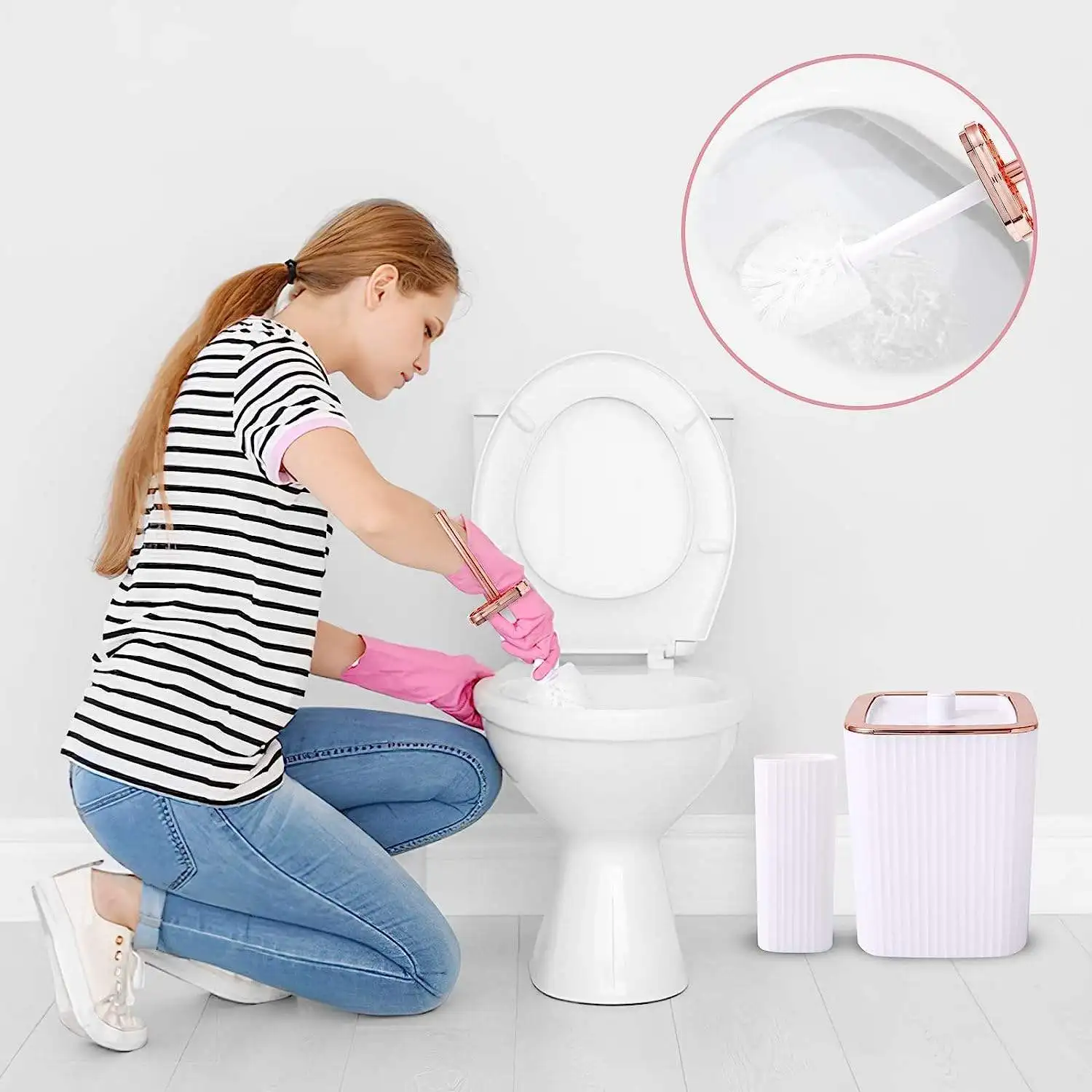 Europe Style 6 Piece Luxury Matte Black and Gold Modern Bathroom Accessories Set Plastic Home Metal Sleek Modern Bathroom Set