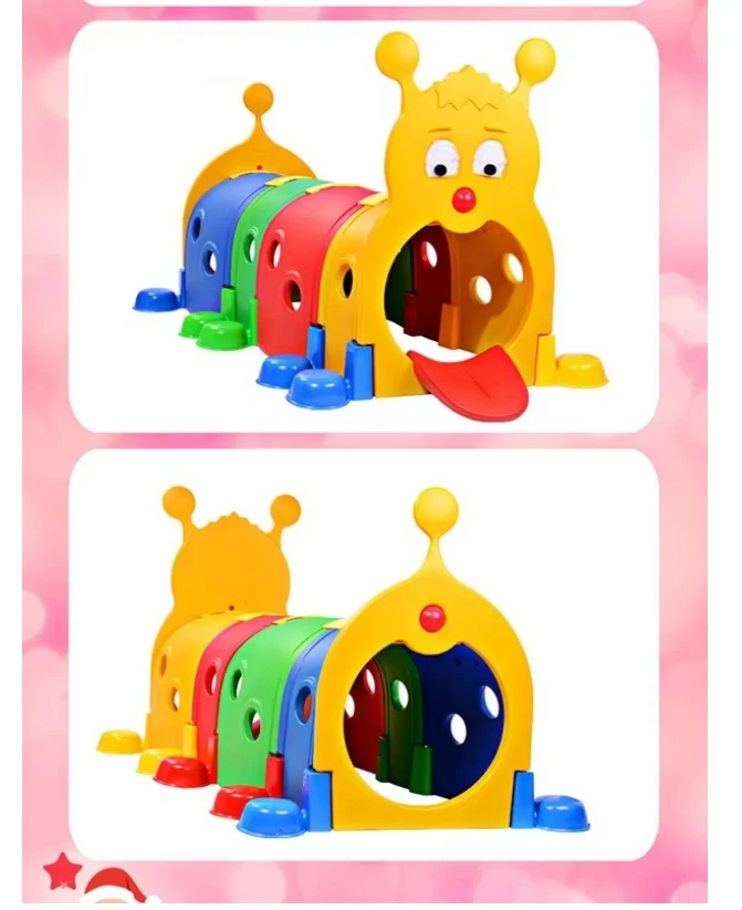 Kindergarten cheap plastic happy worm play tunnel toys indoor plastic toys for sale