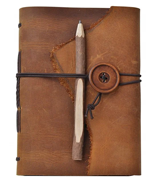 Eco-friendly high quality colorful leather material made leather hardcover notebook
