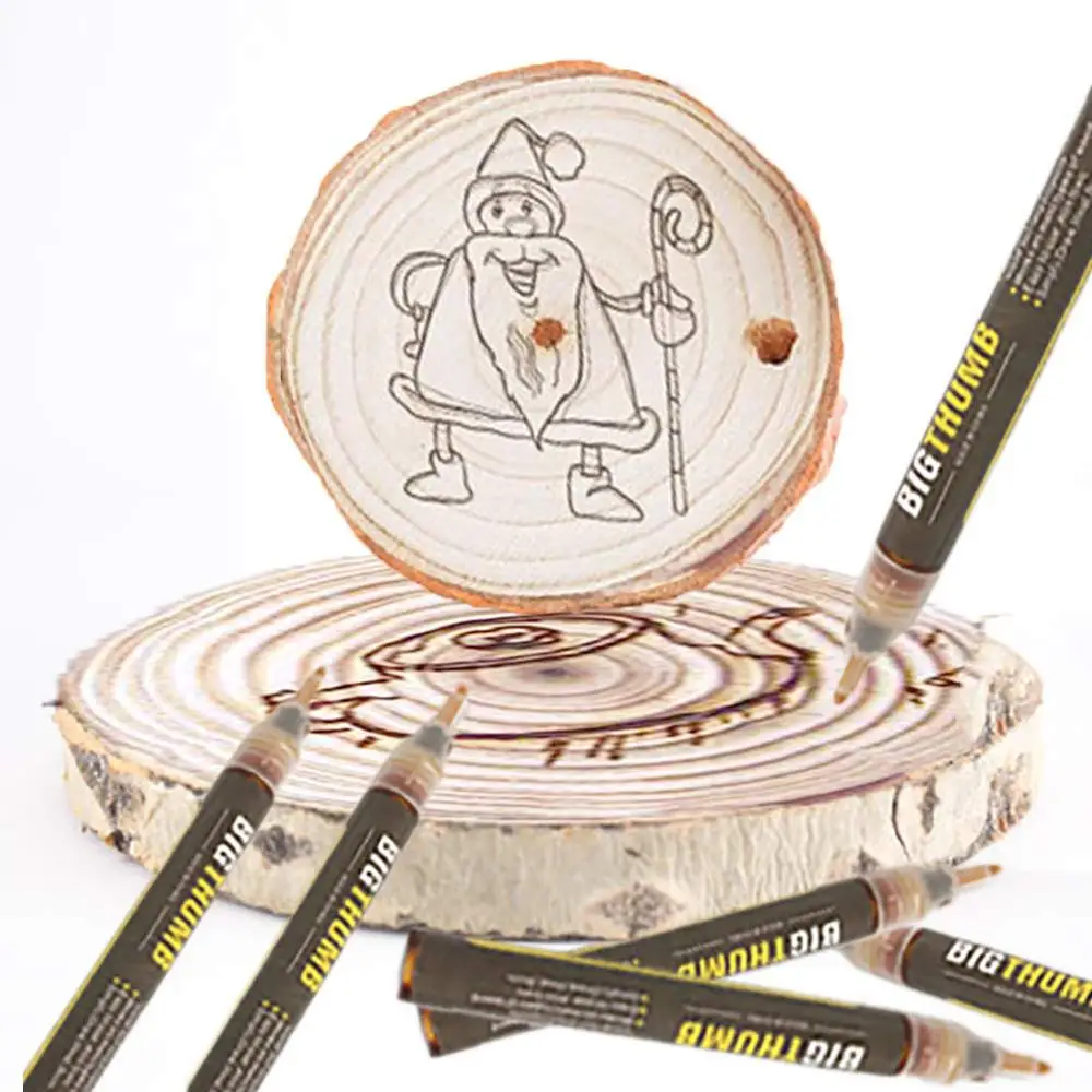 Wood Burning Marker Pen, Chemical Scorch Pen Marker for DIY Wood Painting, Replace Wood Burning Iron Kit, Easy use and Safe