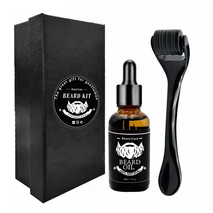 Men beard care grooming kit set derma roller best beard growth oil product to grow beard