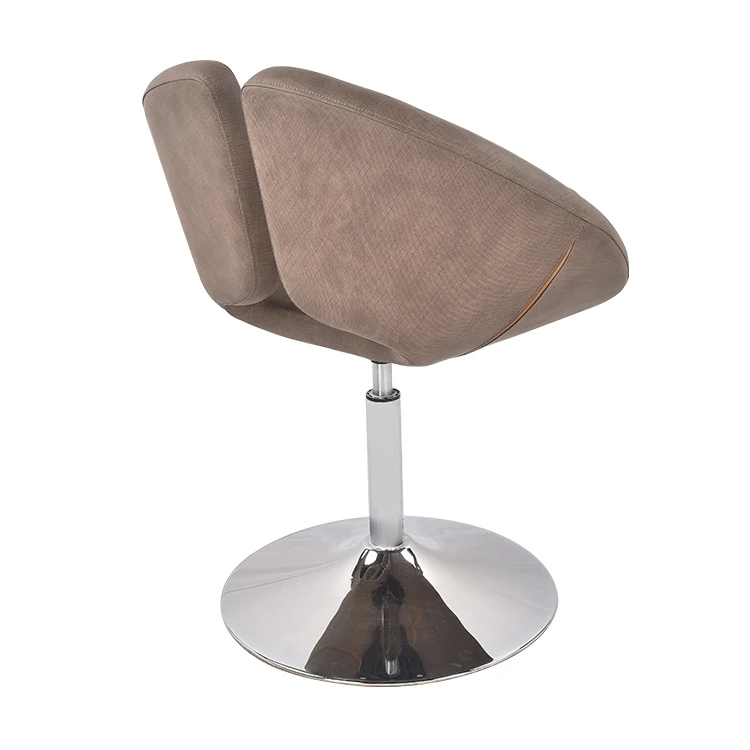 Cheap Brown Leather Modern Industrial Lounge Dining Chairs Adjustable Bar Stools Round Seat With Metal Base For Dining