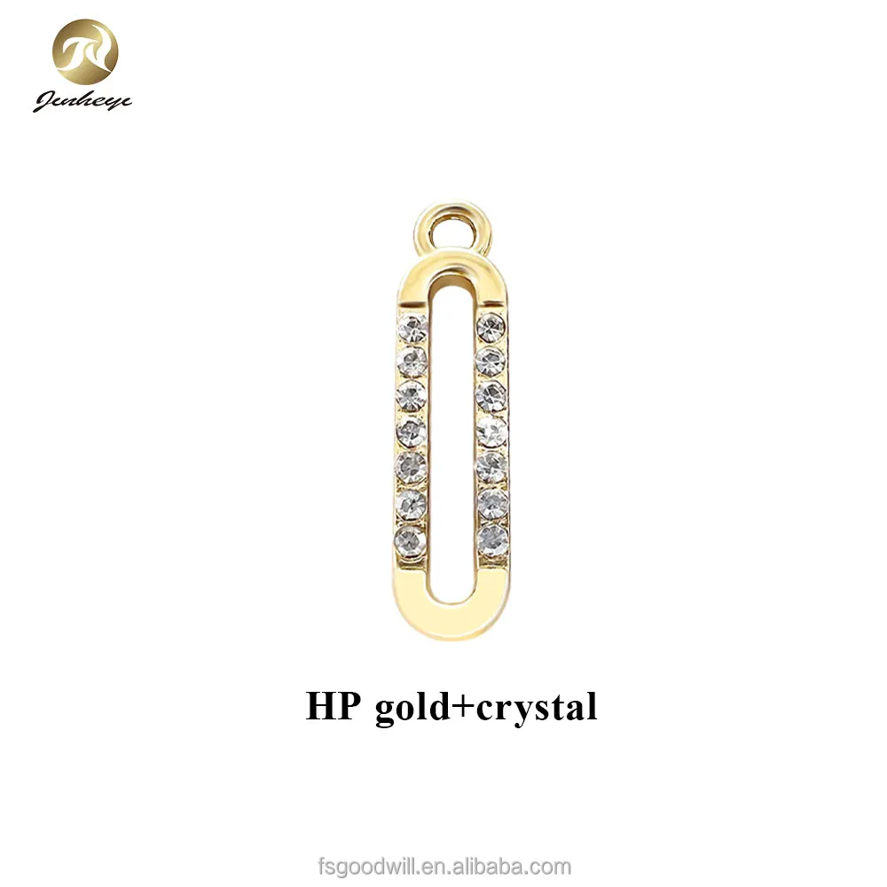 Factory Customized  Metal rhinestone zipper puller Oval Shape With Rhinestone Slider