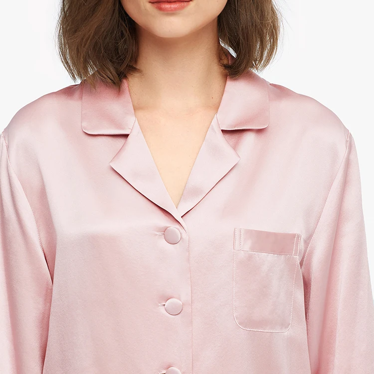 Luxury girls silk pajamas gown Loose fit V neckline resists skin aging 100% mulberry silk designer pajamas