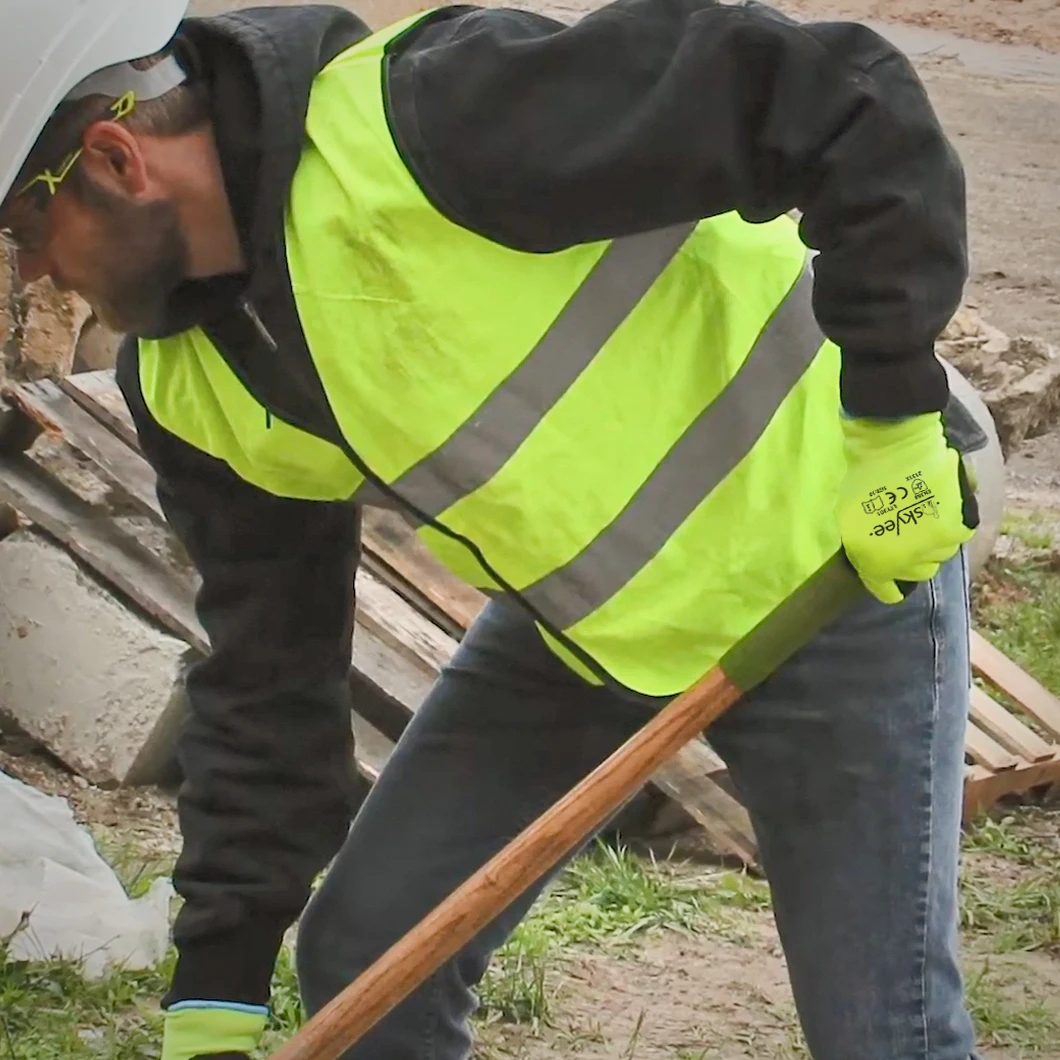 SKYEE wholesale foam latex coated nylon fabric anti thron cut resistant labour garden work gloves for industrial workers