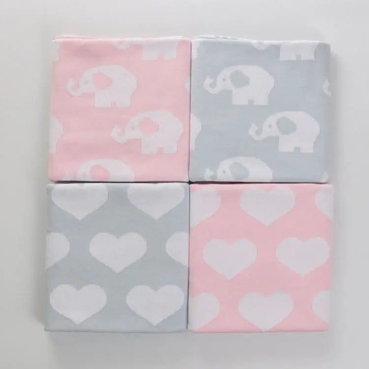 Personalized year growth organic cotton knitted baby cot blanket customized