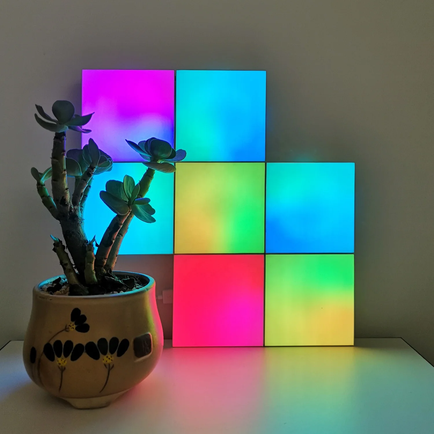 Colorful Sync Music Sound Sensitive Controlled Square Shape Cube Splicing Assembled Wall Lamp Holiday Room Decor LED Electric 70