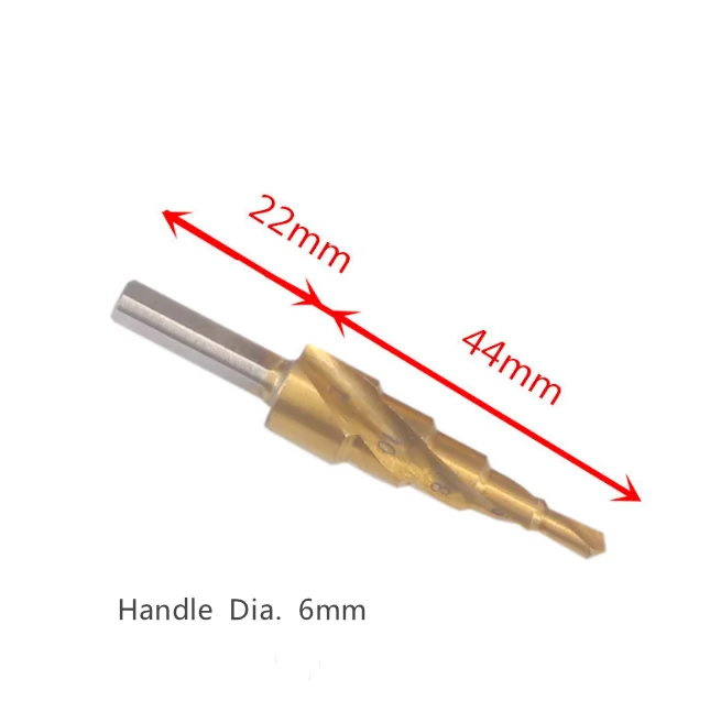 3 pcs Spiral fluted step drill for metal Drilling