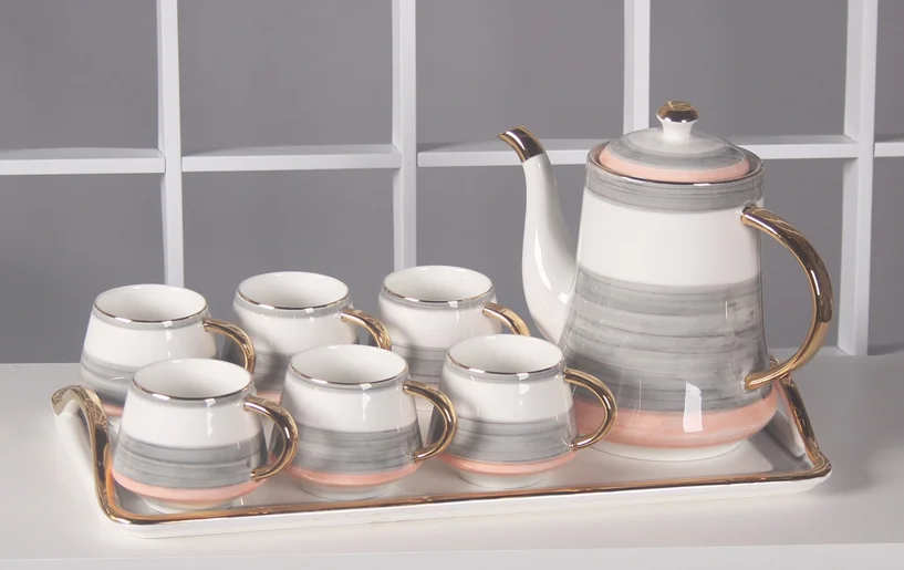 European High-End Tea Pot Set Colorful Package Tea Pots High Value Coffee & Tea Sets