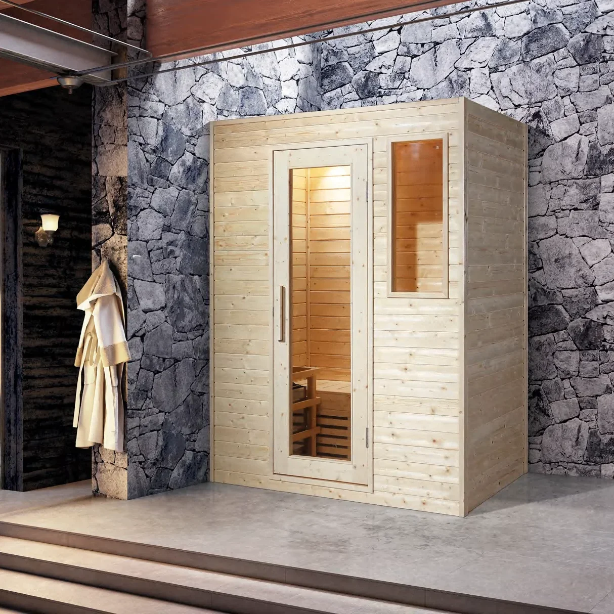2-3 person hemlock far infrared sauna cabin ozone wooden corner sauna room