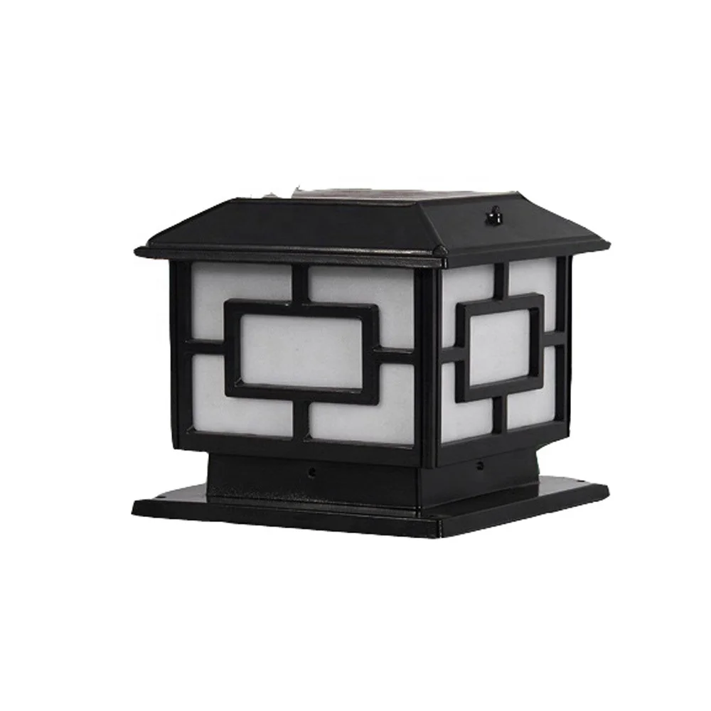 
6w black aluminum body material Fence post lights gate home waterproof solar pillar lamp 