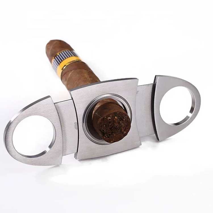 Wholesale Custom Logo Double Blade Luxury gold silver Cigar Accessories Cigar Cutter