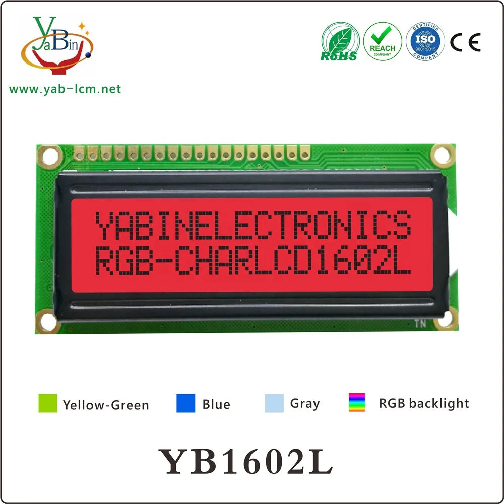 2.6 inch 80x36 MM 1602 16x2 character lcd display module with RGB backlight YB1602L lcd