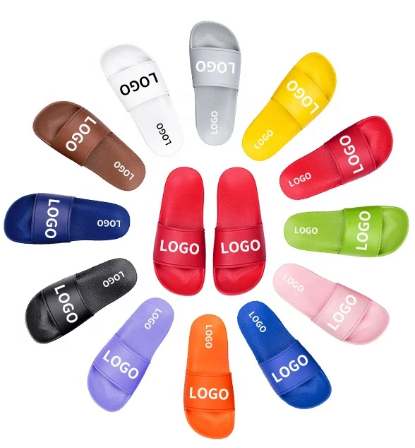 Factory Design Custom Logo Color Sandal Slippers Brand PVC Slippers Slides 3D Logo Custom Mens Rubber Slide Slippers For Men