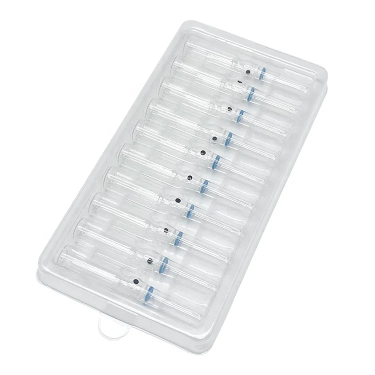 Disposable environmentally friendly transparent plastic 10ml ampoule tray cosmetic vial box blister vial packaging with lid